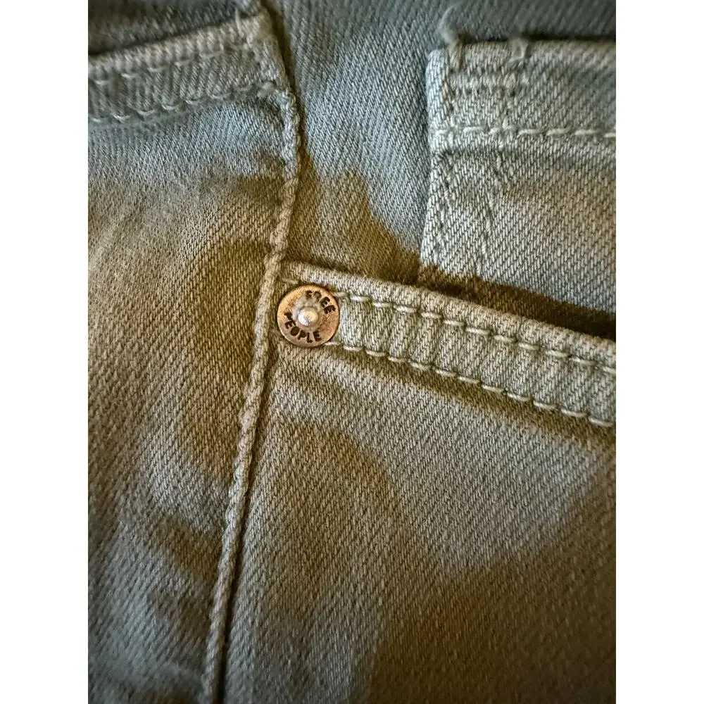Free People 26in Women's Green Denim Skinny High Rise Distressed Button Sz 29